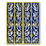 Navy Persian Border Rug with Gold Accents