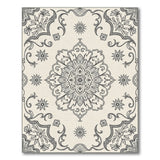 Intricate Black White Mandala Floral Area Rug