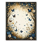 ODIKA Washable Vintage Butterfly & Floral Navy Gold Low Pile Area Rug