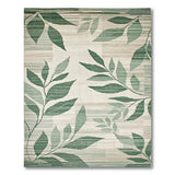 Green Green Leaf Geometric Area Rug