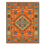 Vibrant Orange Teal Southwestern Geometric Rug
