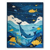 Whimsical Whale Ocean Kids Blue and Teal Area Rug