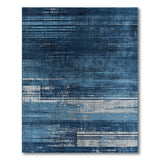 Navy Blue Striped Distressed Vintage Area Rug
