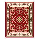 Red Traditional Persian Area Rug with Golden Florals