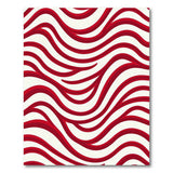 Red Red Wavy Abstract Area Rug