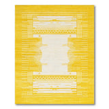 Bold Yellow Geometric Border Area Rug