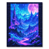 Fantasy Purple Tower Pink Moon Landscape Rug