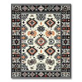 Southwestern Geometric Tribal Area Rug in Black, Orange Cream