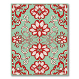 Teal Red Floral Persian Area Rug
