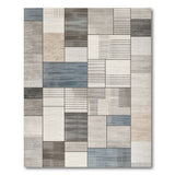 Modern Grey Blue Geometric Block Area Rug