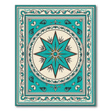 Teal Compass Rose Coastal Area Rug