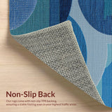 Ultra Soft Area Rug, Non Slip, Stain Resistant, Washable Area Rugs for Living Room, Bedroom, Primitive Jute Striped Half Circle(Blue)