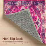 Ultra Soft Area Rug, Non Slip, Stain Resistant, Washable Area Rugs for Living Room, Bedroom, Whimsical Boho Medallion Retreat(Pink)