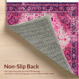 Ultra Soft Area Rug, Non Slip, Stain Resistant, Washable Area Rugs for Living Room, Bedroom, Boho Medallion Distressed(Pink)