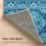 Ultra Soft Area Rug, Non Slip, Stain Resistant, Washable Area Rugs for Living Room, Bedroom, Vintage Distressed(Blue)