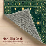 Ultra Soft Area Rug, Non Slip, Stain Resistant, Washable Area Rugs for Living Room, Bedroom, Whimsical Dark Green Celestial Bedroom Area Rug(Green)