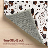 Ultra Soft Area Rug, Non Slip, Stain Resistant, Washable Area Rugs for Living Room, Bedroom, Non-Slip Cow Print Western Decor(White)