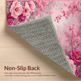 Ultra Soft Area Rug, Non Slip, Stain Resistant, Washable Area Rugs for Living Room, Bedroom, Romantic Rose Floral(Pink)
