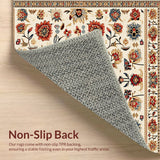 Ultra Soft Area Rug, Non Slip, Stain Resistant, Washable Area Rugs for Living Room, Bedroom, Light Brown Vintage Floral Dining Room(Beige)