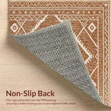 Ultra Soft Area Rug, Non Slip, Stain Resistant, Washable Area Rugs for Living Room, Bedroom, Western Aztec Low Pile(Brown)