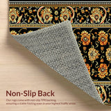 Ultra Soft Area Rug, Non Slip, Stain Resistant, Washable Area Rugs for Living Room, Bedroom, Paisley Floral Washable(Black)
