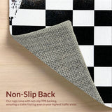 Ultra Soft Area Rug, Non Slip, Stain Resistant, Washable Area Rugs for Living Room, Bedroom, Checkered Low Pile(Black)