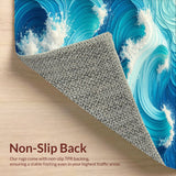 Ultra Soft Area Rug, Non Slip, Stain Resistant, Washable Area Rugs for Living Room, Bedroom, Ocean Blue Waves Non-Slip Outdoor Mat(Blue)