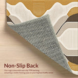 Ultra Soft Area Rug, Non Slip, Stain Resistant, Washable Area Rugs for Living Room, Bedroom, Ultra-Thin Modern Print(Beige)