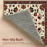 Ultra Soft Area Rug, Non Slip, Stain Resistant, Washable Area Rugs for Living Room, Bedroom, Traditional Floral Motif(Beige)