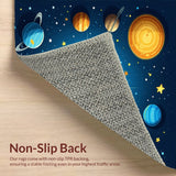 Ultra Soft Area Rug, Non Slip, Stain Resistant, Washable Area Rugs for Living Room, Bedroom, Outer Space Boys Bedroom Vibrant Planet Theme Rug(Blue)