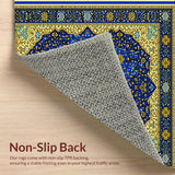 Ultra Soft Area Rug, Non Slip, Stain Resistant, Washable Area Rugs for Living Room, Bedroom, Velvet Islamic Prayer Mat(Blue)