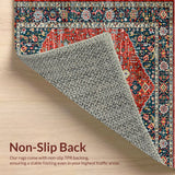 Ultra Soft Area Rug, Non Slip, Stain Resistant, Washable Area Rugs for Living Room, Bedroom, Boho Oriental Low-Pile(Red)