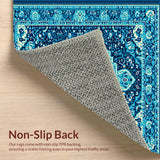 Ultra Soft Area Rug, Non Slip, Stain Resistant, Washable Area Rugs for Living Room, Bedroom, Vintage Distressed Jungle Entryway Stain-Resistant Carpet(Blue)