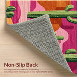 Ultra Soft Area Rug, Non Slip, Stain Resistant, Washable Area Rugs for Living Room, Bedroom, Western Pink Cactus Bathroom Absorbent Boot Rug(Green)