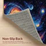 Ultra Soft Area Rug, Non Slip, Stain Resistant, Washable Area Rugs for Living Room, Bedroom, Galaxy Planet Earth(Blue)