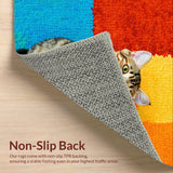 Ultra Soft Area Rug, Non Slip, Stain Resistant, Washable Area Rugs for Living Room, Bedroom, Cat Themed Welcome Doormat(Blue)