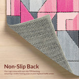 Ultra Soft Area Rug, Non Slip, Stain Resistant, Washable Area Rugs for Living Room, Bedroom, Shaggy Geometric Plush(Pink)
