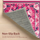 Ultra Soft Area Rug, Non Slip, Stain Resistant, Washable Area Rugs for Living Room, Bedroom, coquette floral bathroom(Pink)