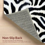 Ultra Soft Area Rug, Non Slip, Stain Resistant, Washable Area Rugs for Living Room, Bedroom, Non-Slip Zebra Print Laundry Mat(Black)