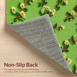 Ultra Soft Area Rug, Non Slip, Stain Resistant, Washable Area Rugs for Living Room, Bedroom, Floral Green Non-Slip Kitchen Decor(Green)