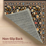 Ultra Soft Area Rug, Non Slip, Stain Resistant, Washable Area Rugs for Living Room, Bedroom, Traditional Floral Entryway Non-Shedding Rug(Black)