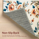 Ultra Soft Area Rug, Non Slip, Stain Resistant, Washable Area Rugs for Living Room, Bedroom, Modern Floral Non-Shed(Beige)