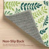 Ultra Soft Area Rug, Non Slip, Stain Resistant, Washable Area Rugs for Living Room, Bedroom, Boho Green Botanical Entryway Non-Slip Washable Rug(Green)