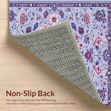 Ultra Soft Area Rug, Non Slip, Stain Resistant, Washable Area Rugs for Living Room, Bedroom, Boho Floral Machine Washable(Purple)