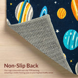 Ultra Soft Area Rug, Non Slip, Stain Resistant, Washable Area Rugs for Living Room, Bedroom, Plush Outer Space Area Rug with Planets Design(Blue)