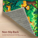 Ultra Soft Area Rug, Non Slip, Stain Resistant, Washable Area Rugs for Living Room, Bedroom, Jungle Animals Nursery Rug(Green)