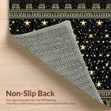 Ultra Soft Area Rug, Non Slip, Stain Resistant, Washable Area Rugs for Living Room, Bedroom, Boho Sun Moon Galaxy(Black)