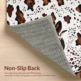 Ultra Soft Area Rug, Non Slip, Stain Resistant, Washable Area Rugs for Living Room, Bedroom, Western Cow Print Living Room Non-Slip Rug(White)