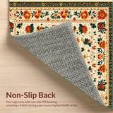 Ultra Soft Area Rug, Non Slip, Stain Resistant, Washable Area Rugs for Living Room, Bedroom, Soft Vintage Floral Boho Living Room(Beige)