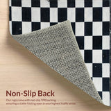 Ultra Soft Area Rug, Non Slip, Stain Resistant, Washable Area Rugs for Living Room, Bedroom, checkered shaggy high pile(Black)